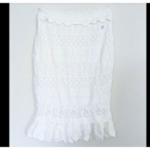 GUESS Pointelle Deeta Skirt Size XS white with pointelle stitching